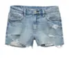 Light Blue Distressed Denim Cutoff Shorts