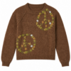 Brown Floral Applique Crew Neck Sweater