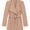 Camel Tailored Wrap Coat with Gold-Tone Hardware