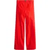Red Wide-Leg Straight Trousers with Patch Pockets